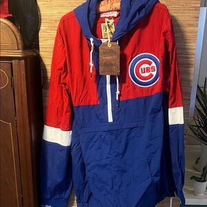 Mitchell & Ness Red and Blue Chicago Cubs Pullover Windbreaker